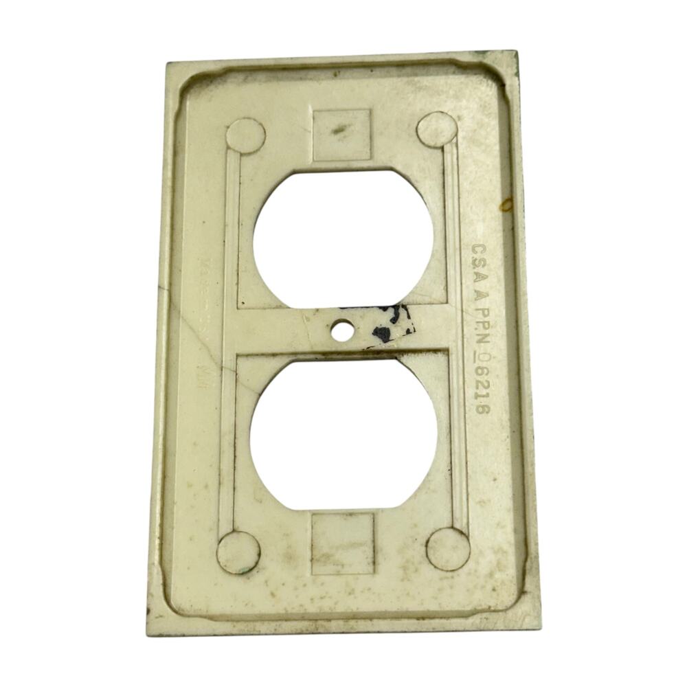 Vintage Bamboo Duplex Outlet Wall Plate 2pc Set Ivory Geometric Retro Home Decor - Picture 3 of 6
